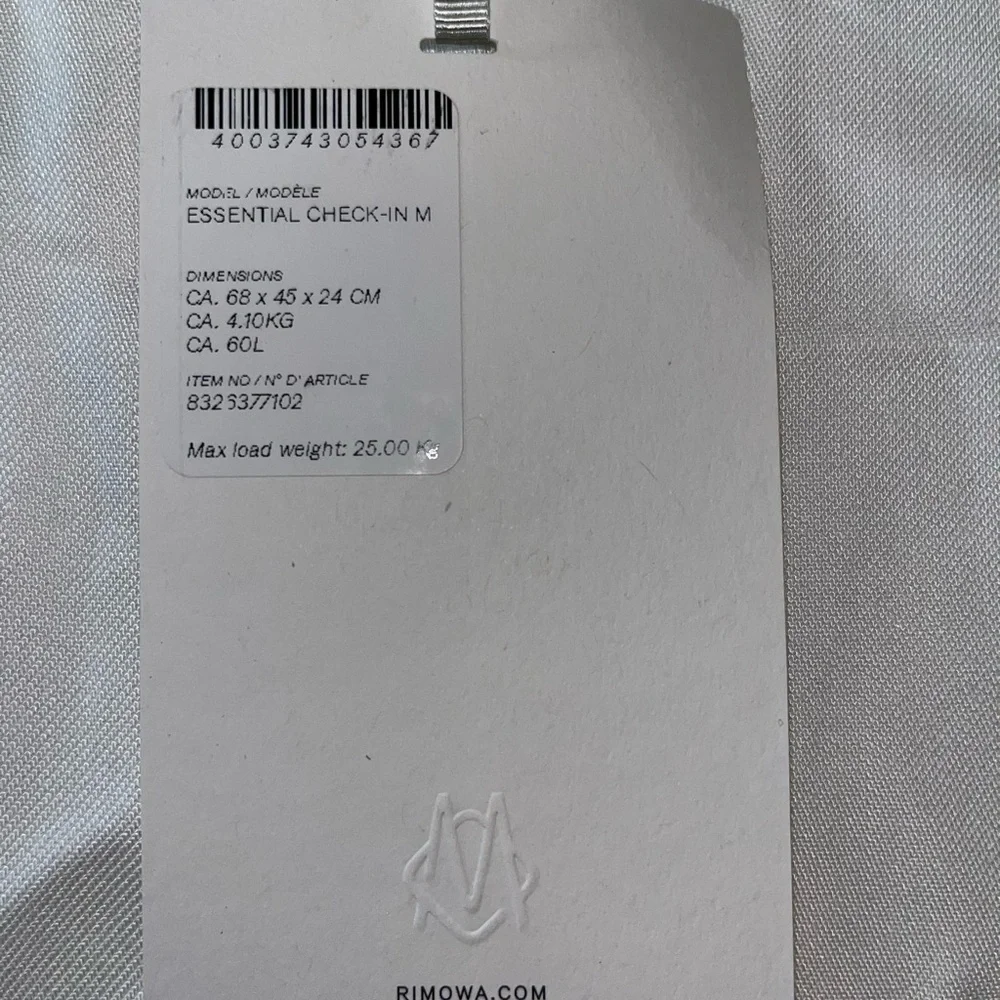 AVAILABLE July 17th    RIMOWA White Protective Luggage Cover with Tag - Picture 3 of 10